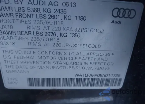 2014 Audi Q5 2.0T Premium из США, поврежденный, VIN WA1LFAFP0EA014739